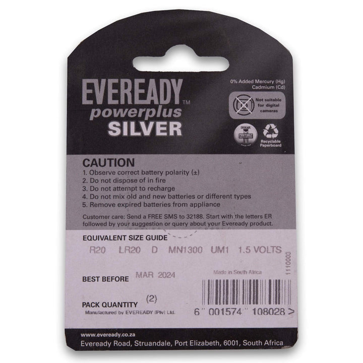 Eveready Batteries, Eveready Batteries D 2 Pack - Cosmetic Connection