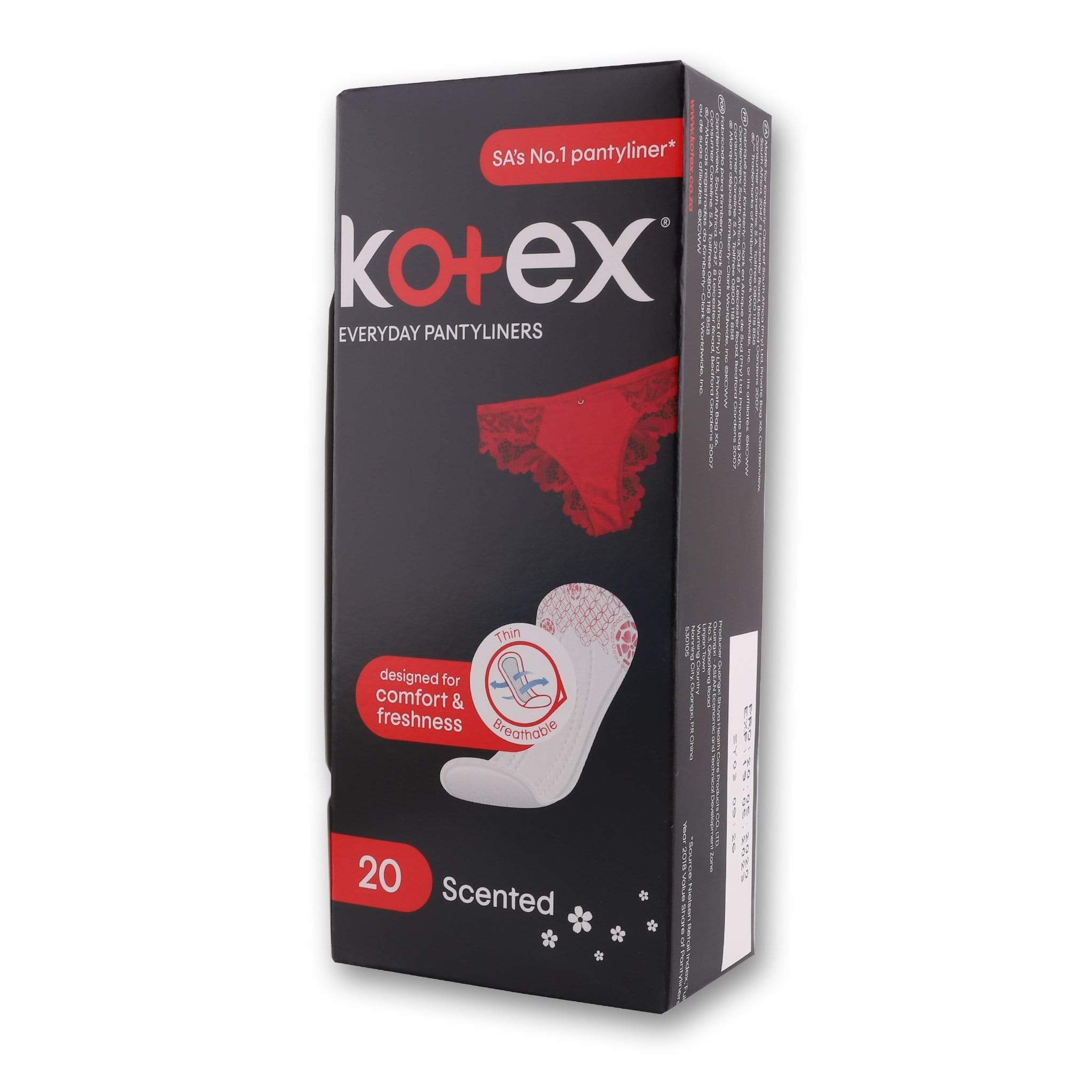 Everyday Pantyliners 20 Pack for Comfort | Kotex – Cosmetic Connection