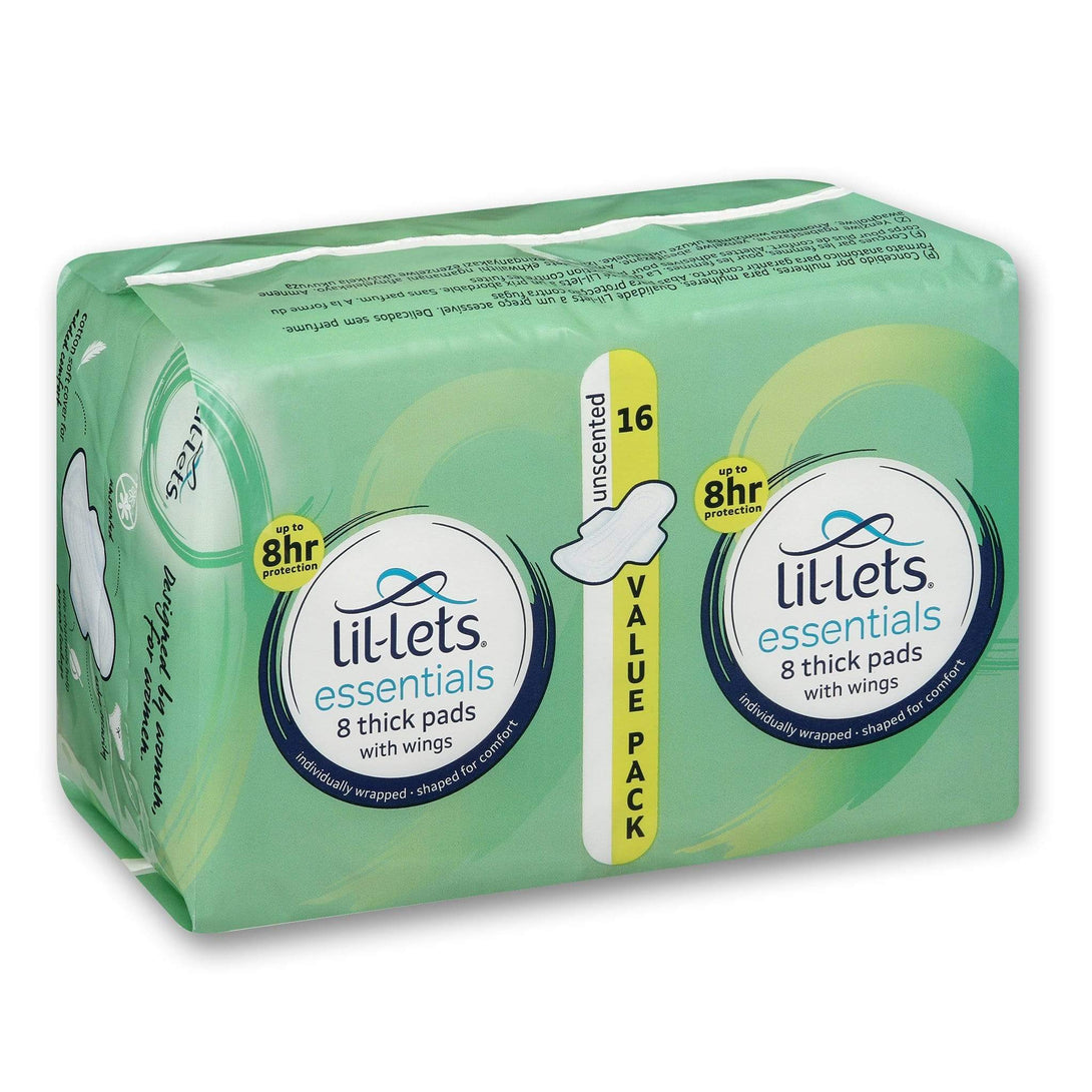 Lil-lets, Thick Pads with Wings Value Pack 16's - Essentials - Cosmetic Connection