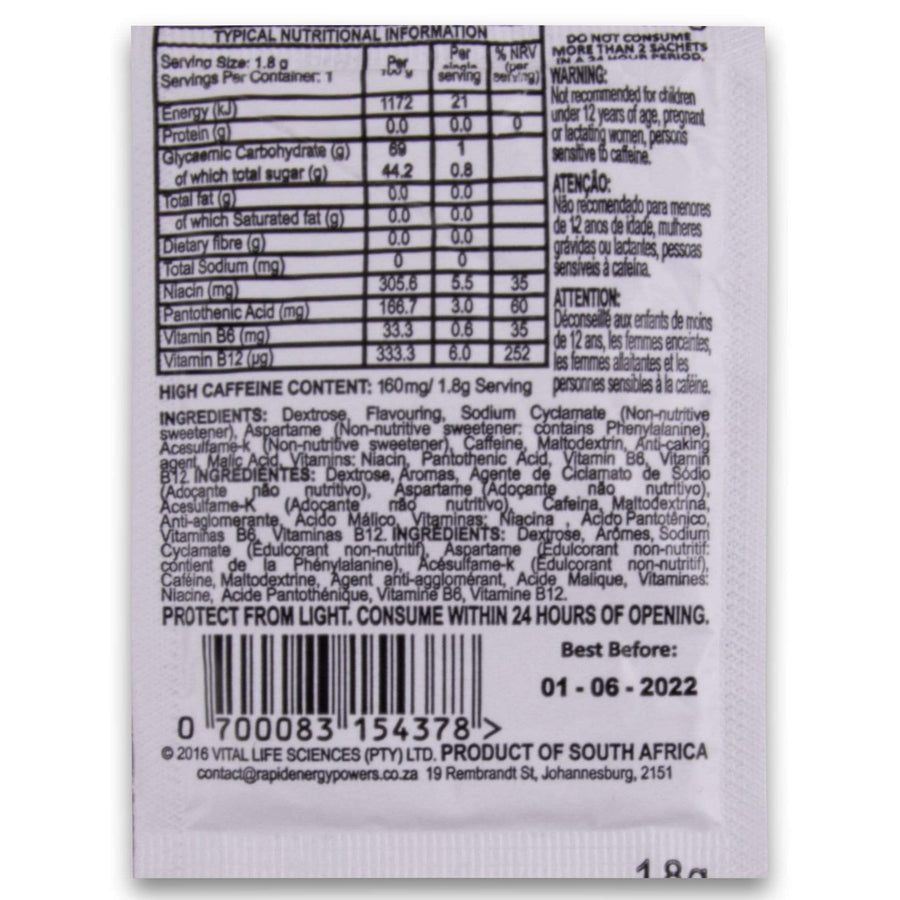 Rapid Energy Powder 1.8g - Berry Flavor | Lasts 5 Hours – Cosmetic ...