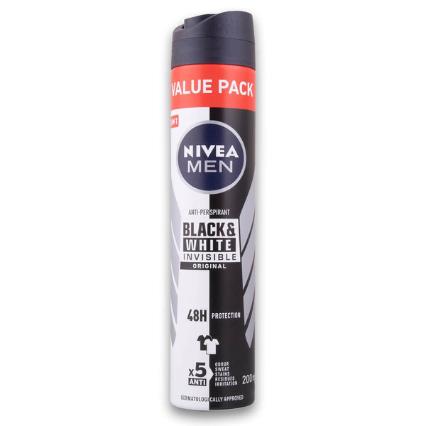 Nivea, Men Black & White Deodorant Spray 200ml - Original - Cosmetic Connection