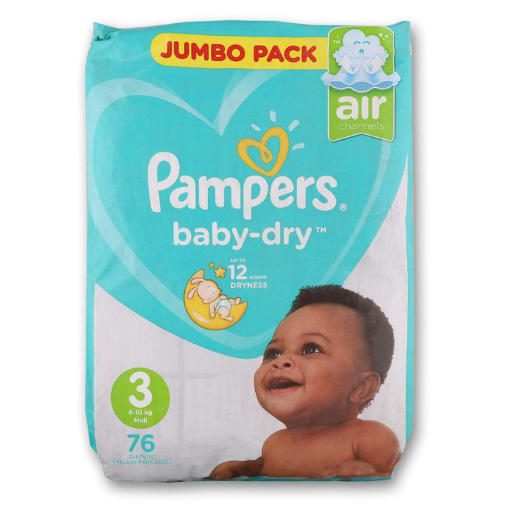 Pampers, Baby-dry Baby Diapers Size 3 Jumbo Pack - 76 Diapers - Cosmetic Connection