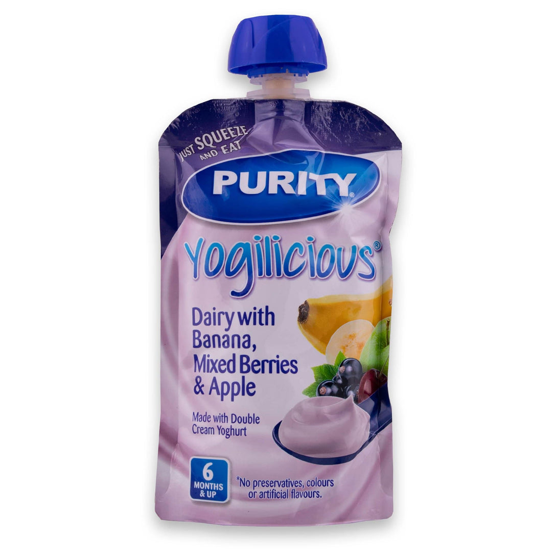 Purity, Food Pouches 110ml - Yogilicious | From 6 Months - Cosmetic Connection