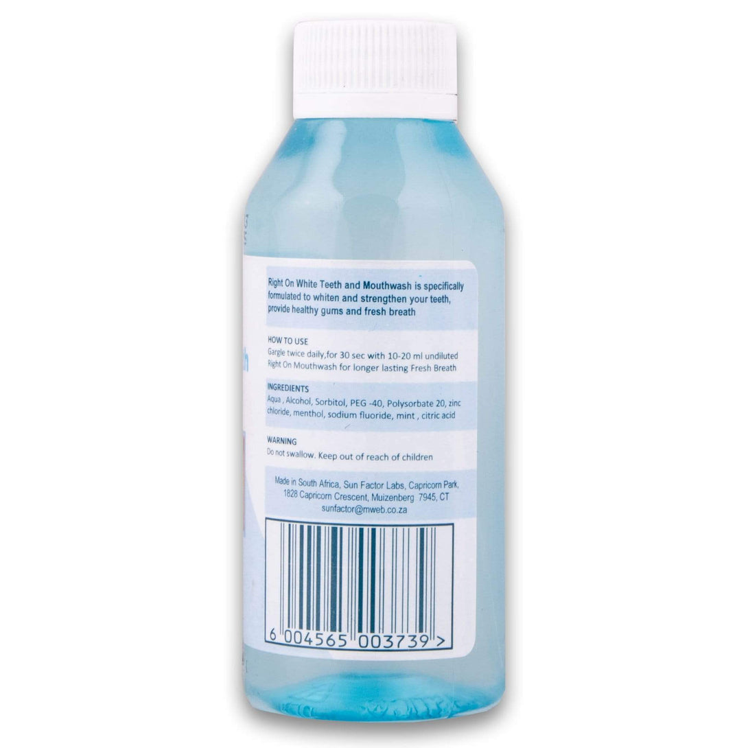 Right On, White Teeth Mouth Wash 100ml - Cosmetic Connection