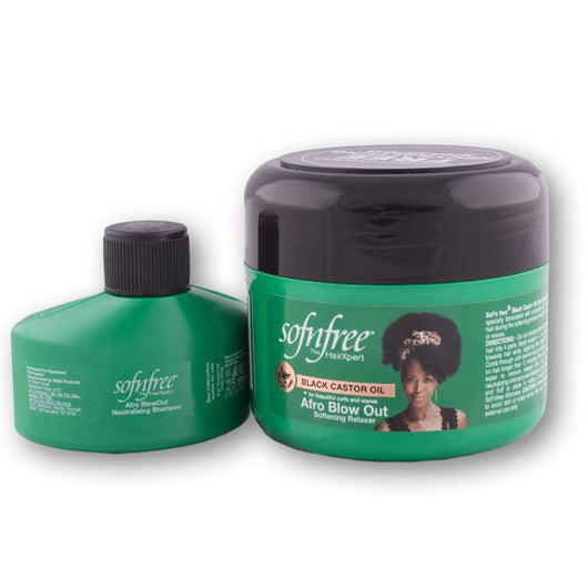 Black Castor Oil Afro BlowOut Softening Relaxer 125ml Neutralising Shampoo 25ml Gentle Straightening Curl Control