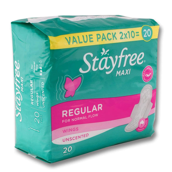 Stayfree, Maxi Pads with Wings Value Pack 20's - Regular - Cosmetic Connection