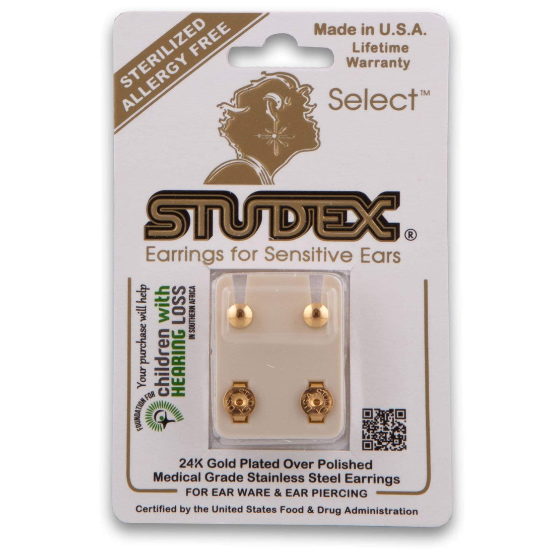 Studex, 24K Gold Plated Earrings - Large Ball - Cosmetic Connection